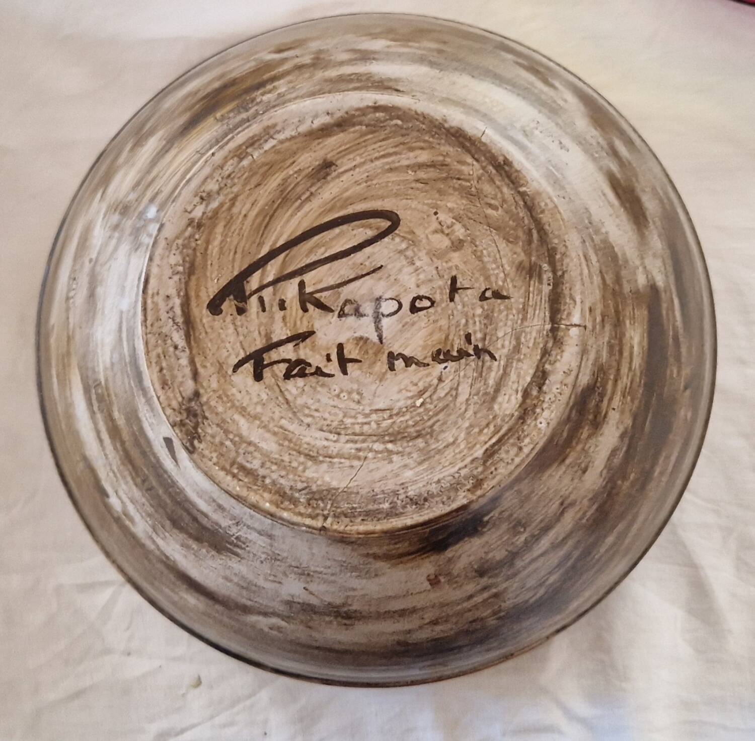 Ceramic punch service signed R. Kapota
