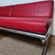Large vintage red leather three-seater sofa – circa 1960 – structure e