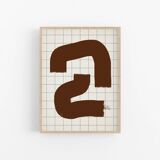 Abstract brown line giclee print, 50x70cm