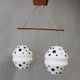 Vintage 1960s Czech Double Pendant Light with Black & White Opaline Glass
