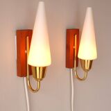 Mid-Century Scandinavian Modern Wall Lamps with Teak Panels  Örsjö, Sweden
