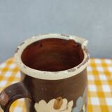 Pitcher in earthenware floral decoration XXth