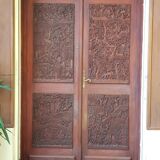 Porte d entrée acajou sculpté main