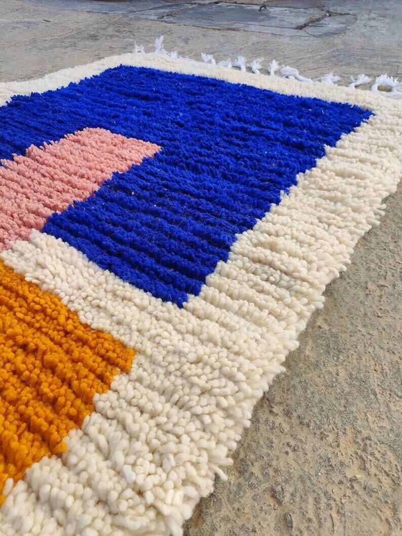 Handmade pure wool rug with colourful patterns 1.5/3.5 m