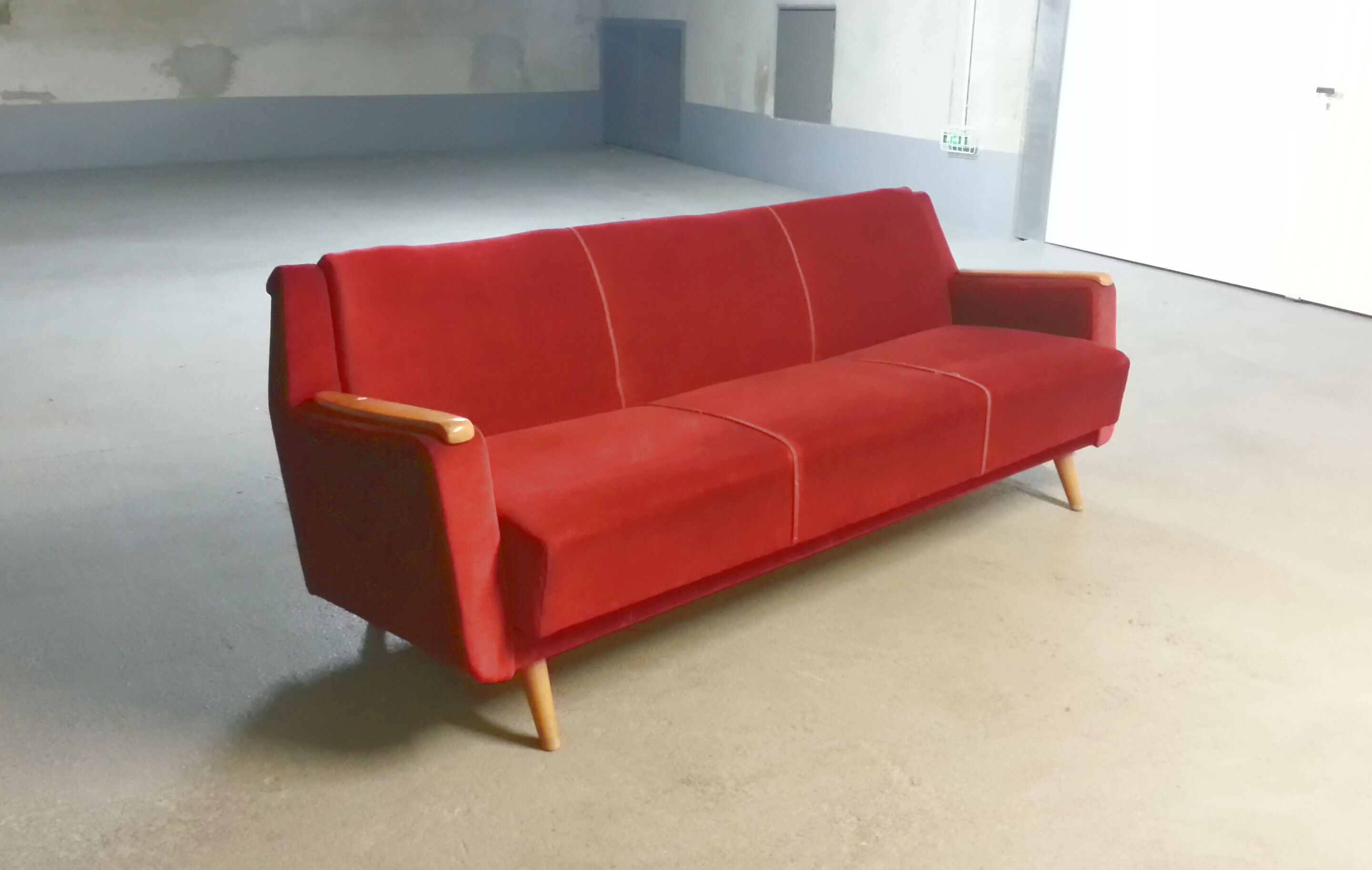Sofa Daybed sofa years 50/60 cliclac Red