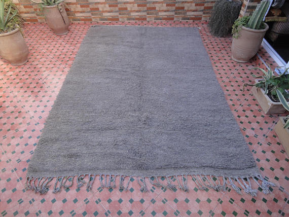 United gray carpet Beni Ouarain woollen Moroccan Berber 288 x 195 cm