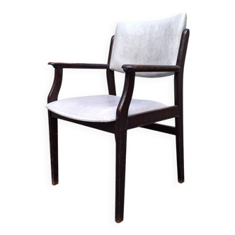Wooden and leatherette armchair