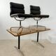 Lot of 2 leather soft pad armchairs chairs EA205 design Charles Eames Herman Miller edition vintage 60s