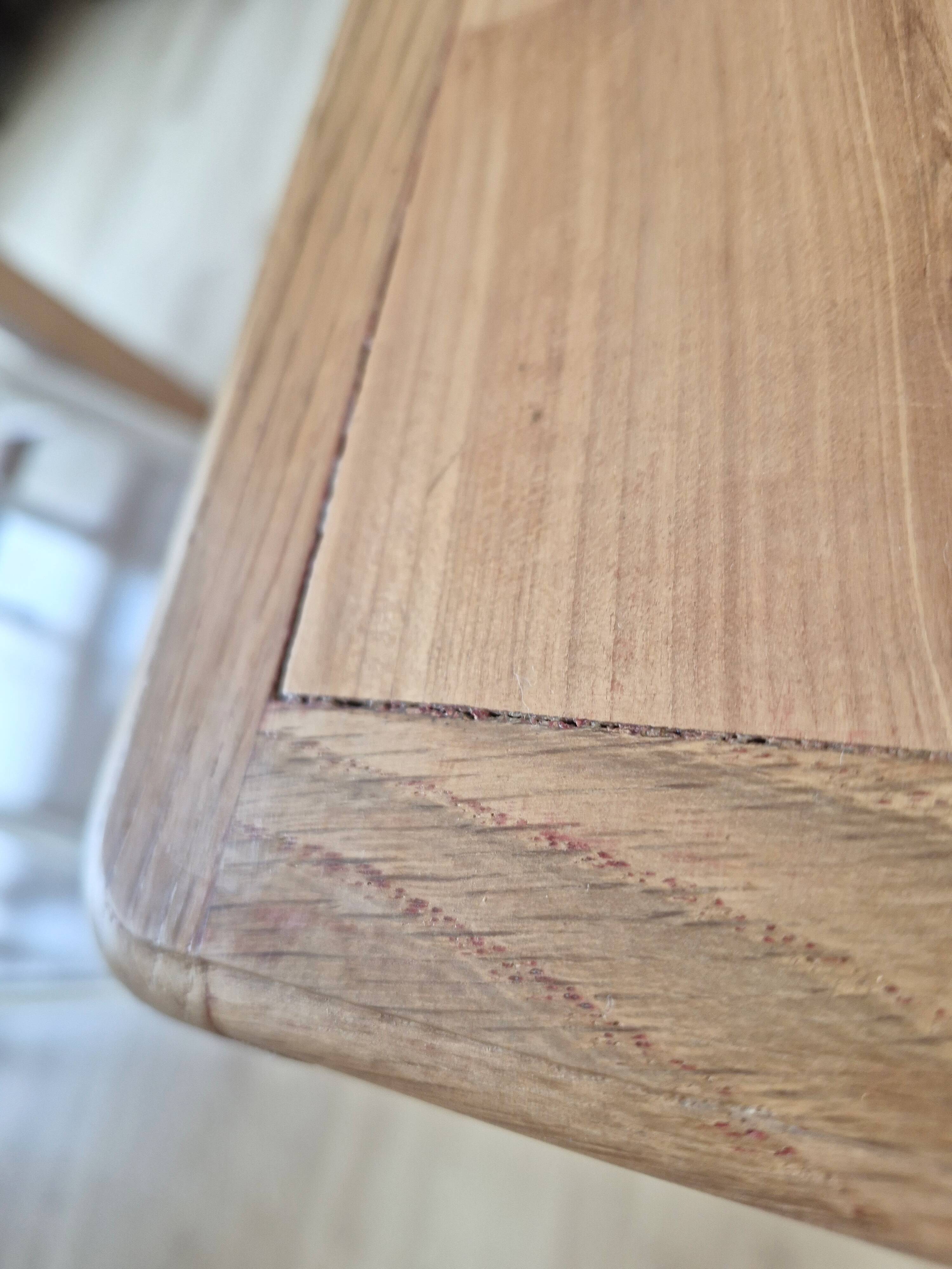 Antique English bedside table in solid wood, refurbished.