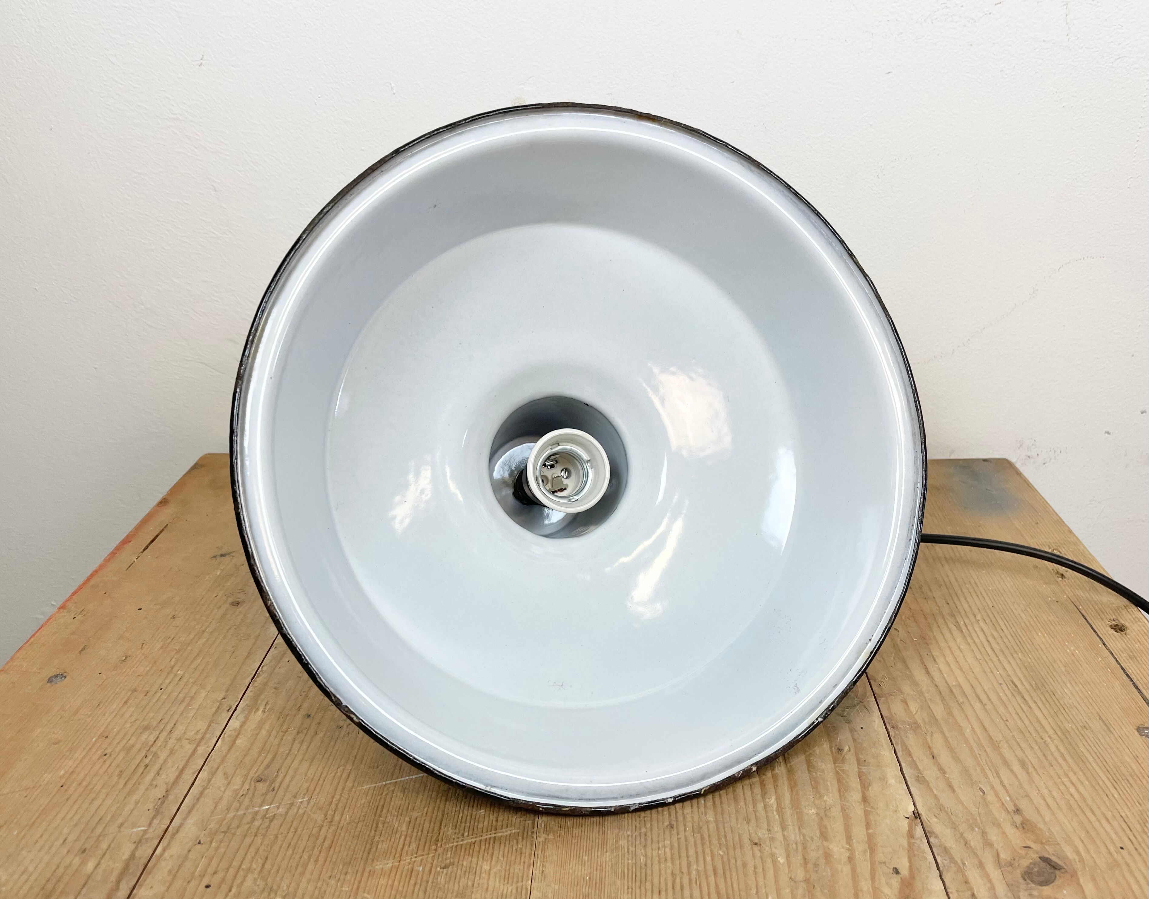 Industrial Black Enamel Hanging Lamp from Reluma, 1950s