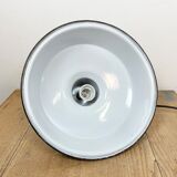 Industrial Black Enamel Hanging Lamp from Reluma, 1950s