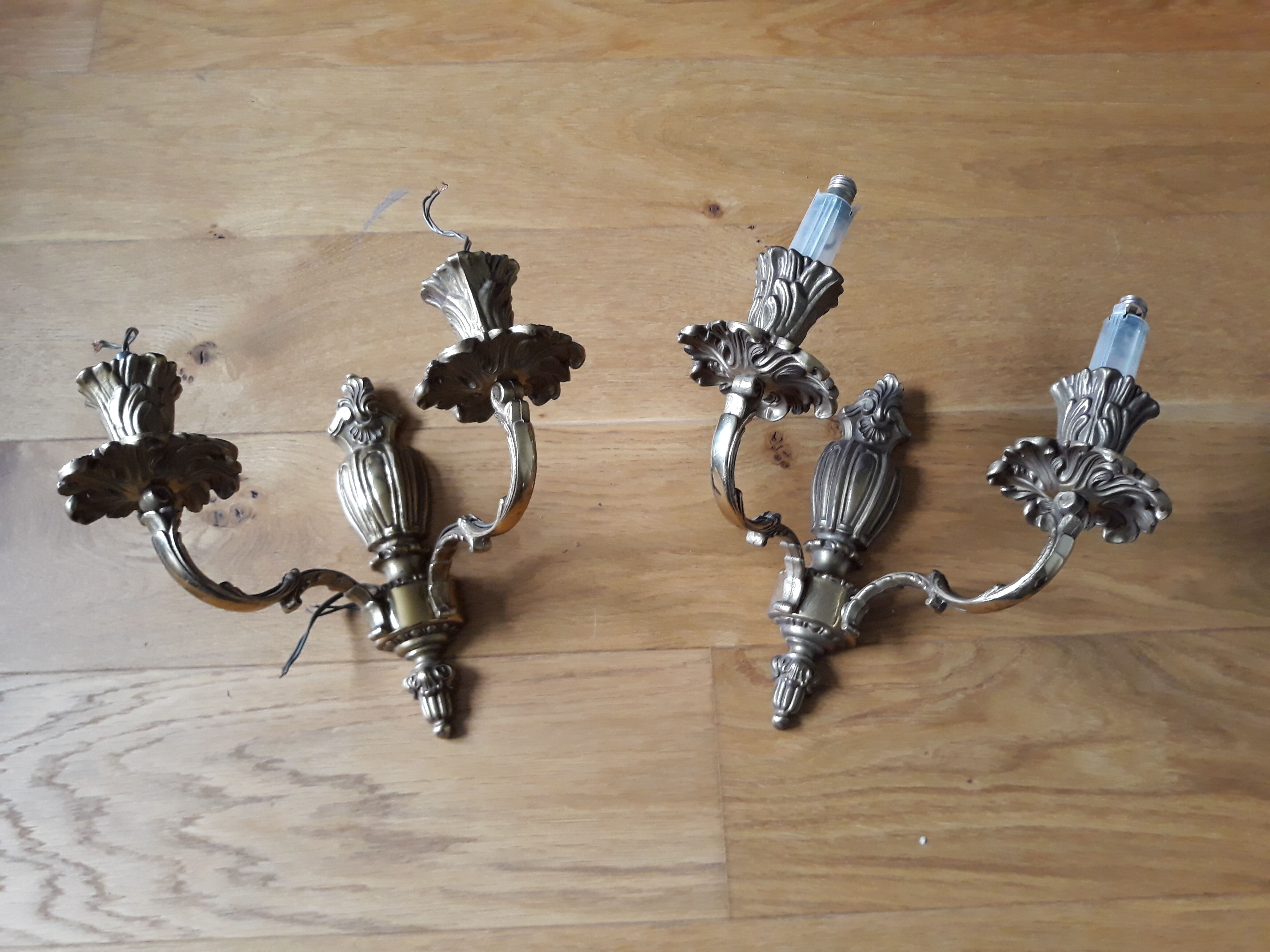 Pair of classic gold wall lamps