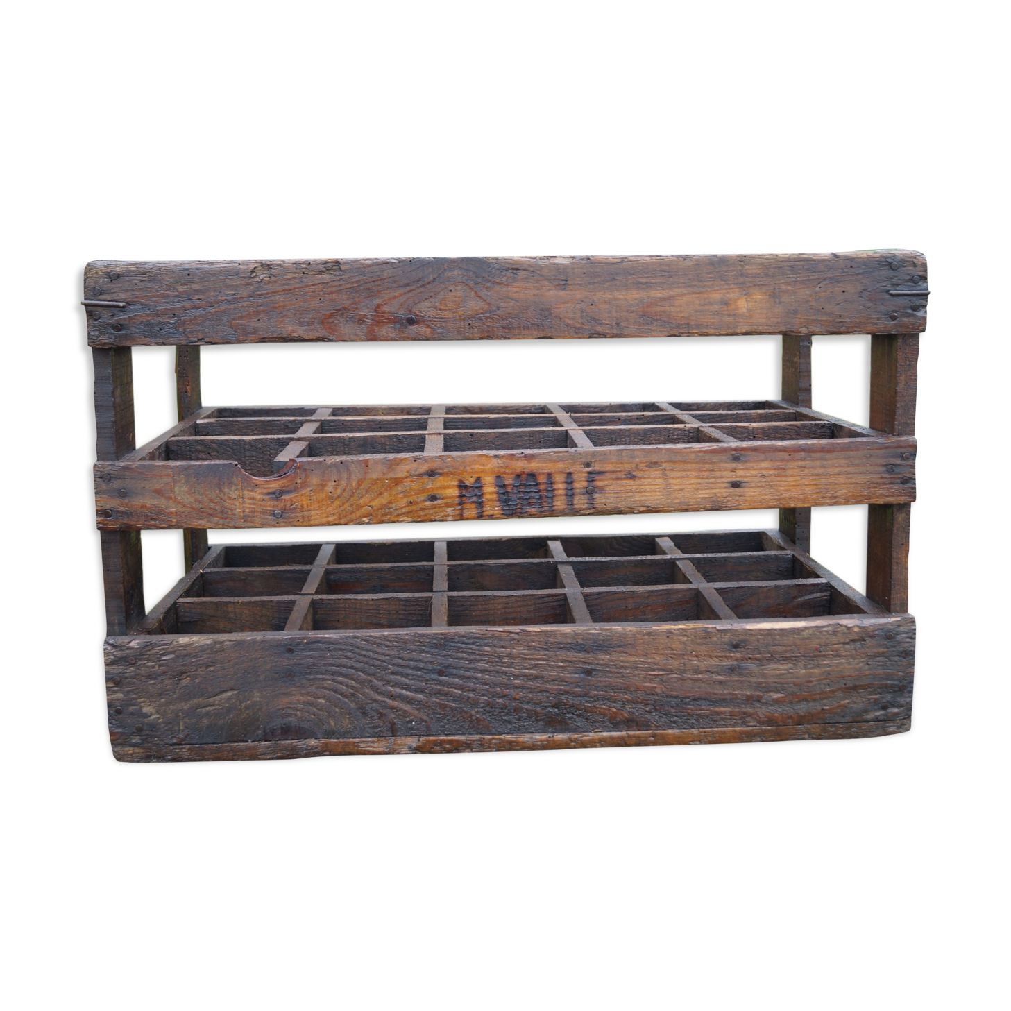 Wooden crate storage bottles