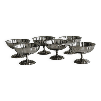 6 petites coupelles sur pied en inox style Letang Remy
