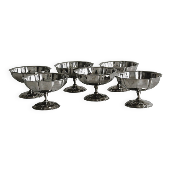 6 petites coupelles sur pied en inox style Letang Remy