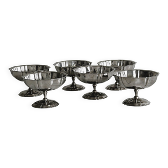 6 petites coupelles sur pied en inox style Letang Remy