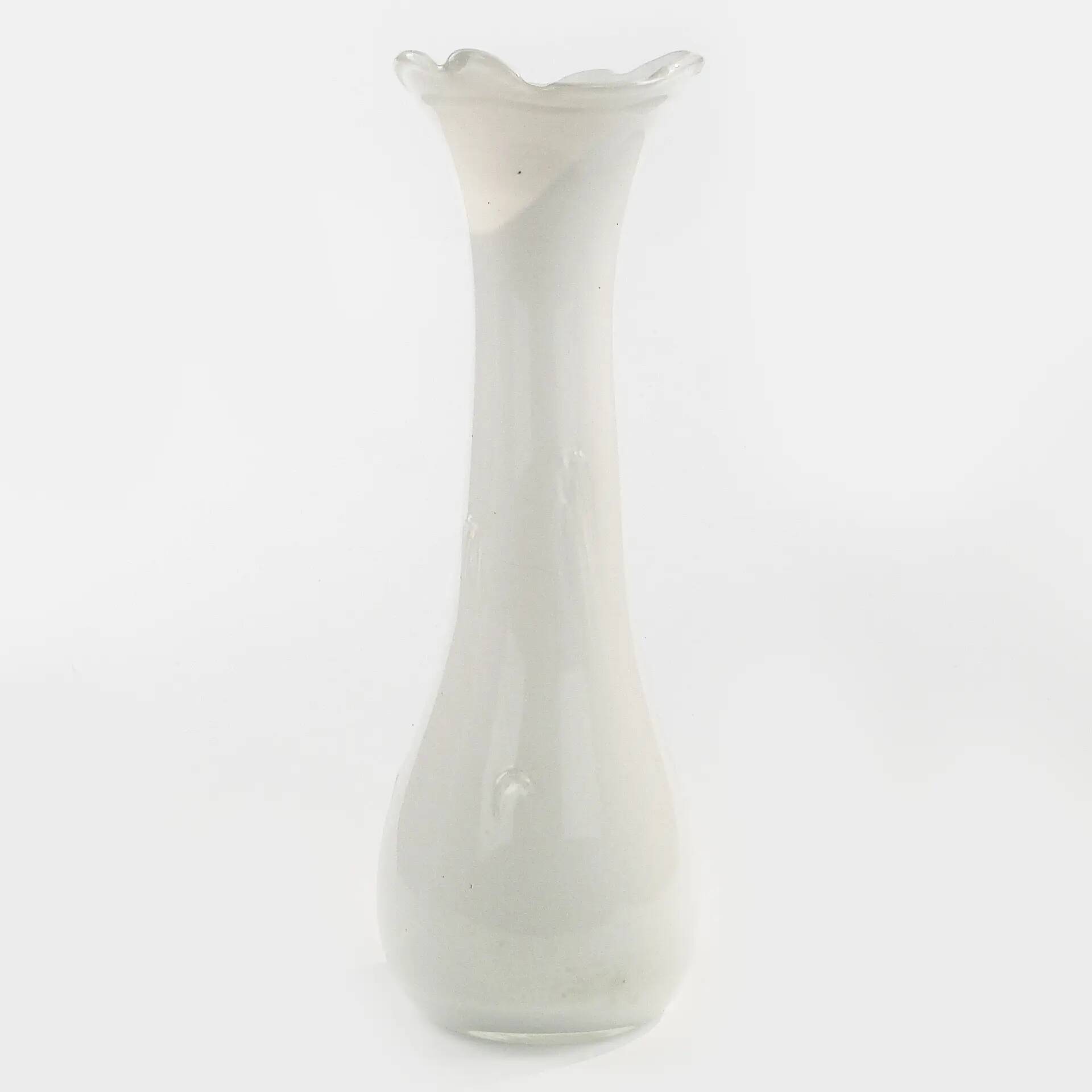 Mid-century modern vase, ivory white glass, Poland, 1970s
