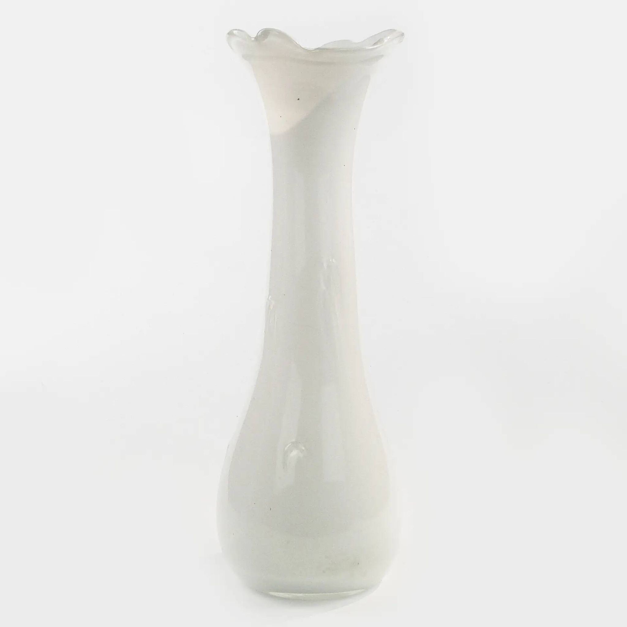 Mid-century modern vase, ivory white glass, Poland, 1970s