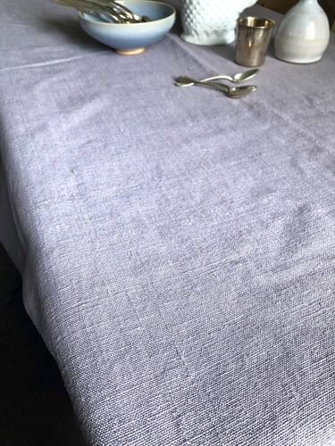 Hemp harvest tablecloth tinged with lilac
