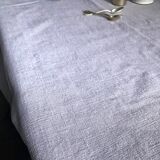 Hemp harvest tablecloth tinged with lilac