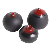 Trio de céramiques noires et rouge par Antonio Lampecco