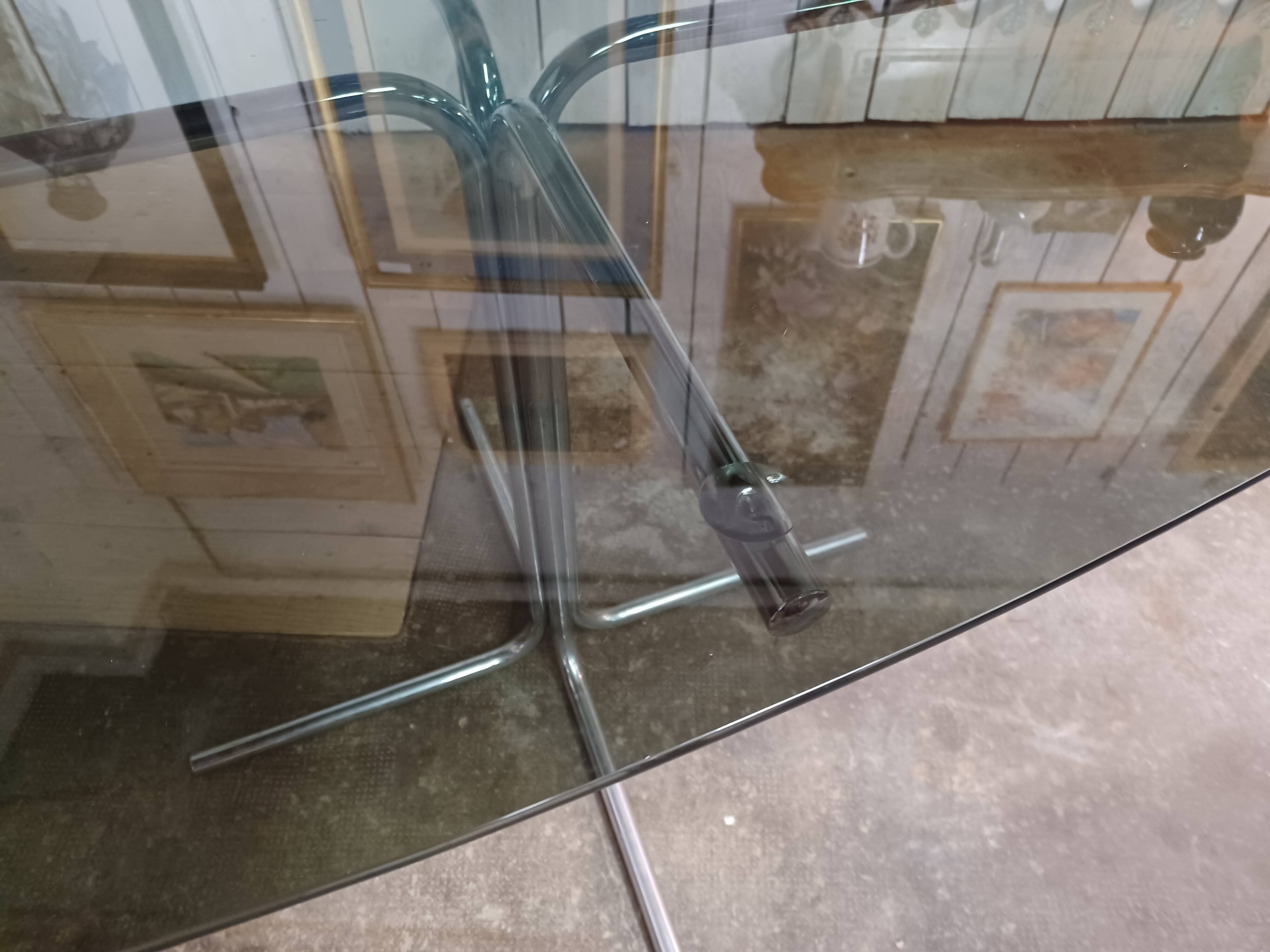 70's smoked glass table