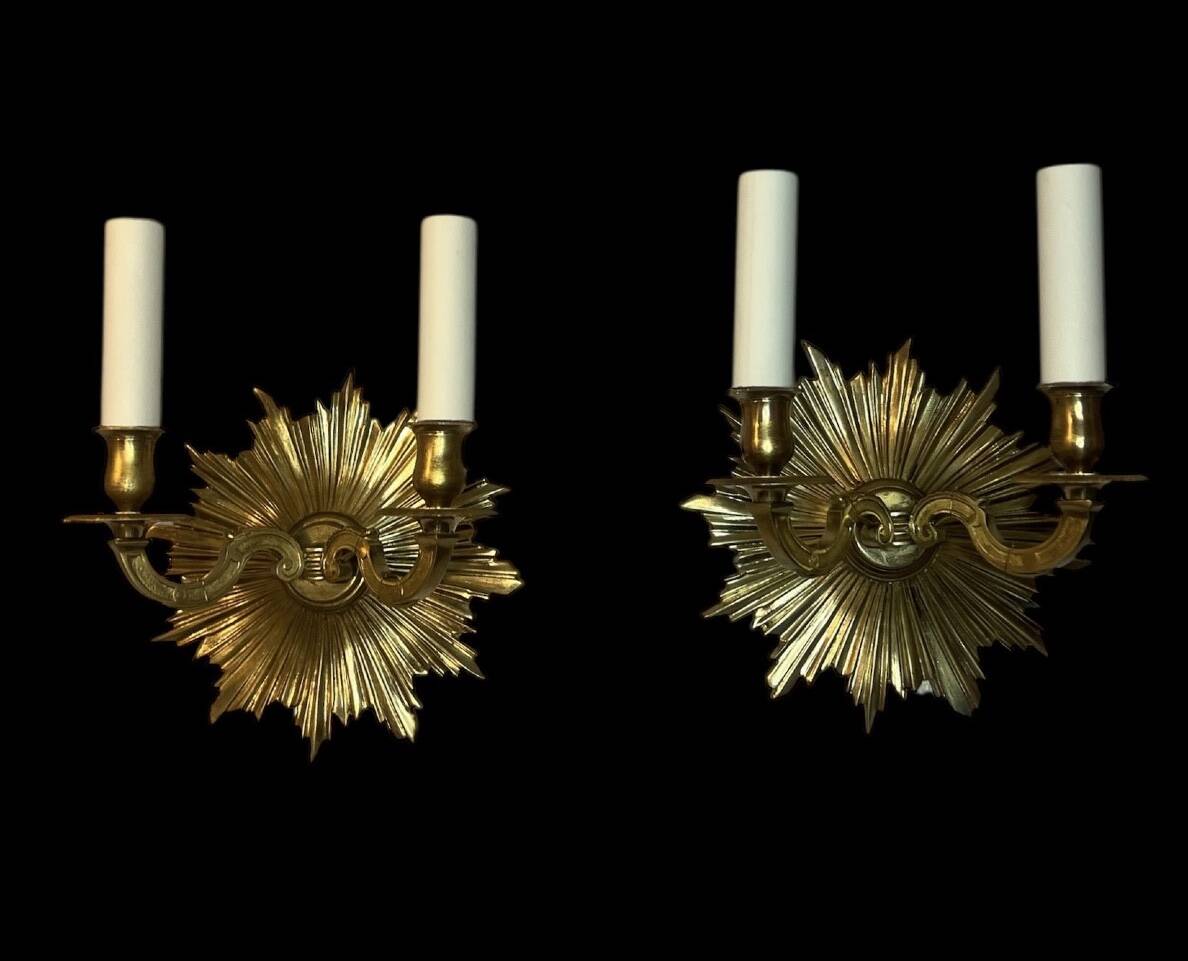 Pair of sun wall lights