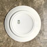 Round dish St Amand in enamelled iron earth white, blue and green