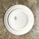 Round dish St Amand in enamelled iron earth white, blue and green