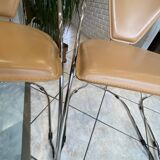 Set of 4 Linda armchairs by Arrben in camel leather with a chrome frame.