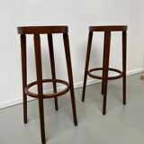 2 Baumann wooden bar top stools