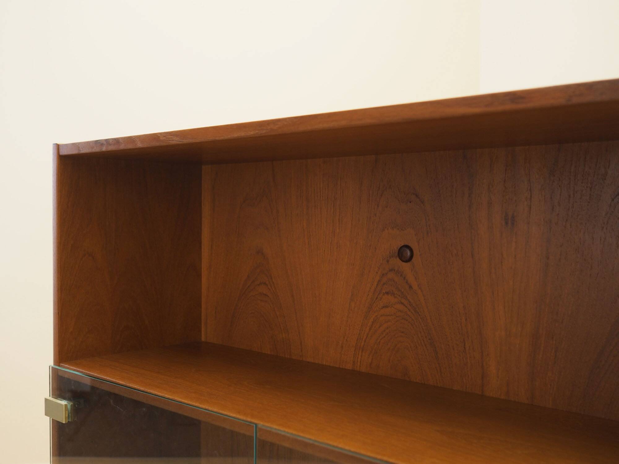 Teak display cabinet with glass doors, Denmark, 1970s