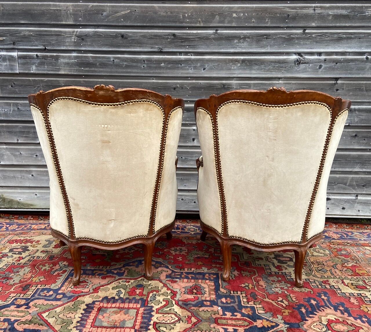 Pair Of Bergères Children Stamped In Walnut Period Louis XV