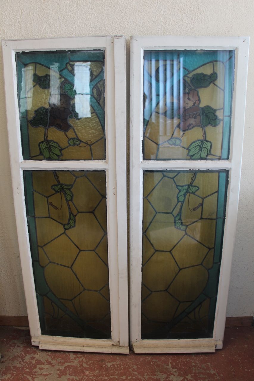 Paire de vitraux de Jacques Gruber art nouveau