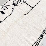 New Beni Ouarain Moroccan Berber rug with black graphic patterns