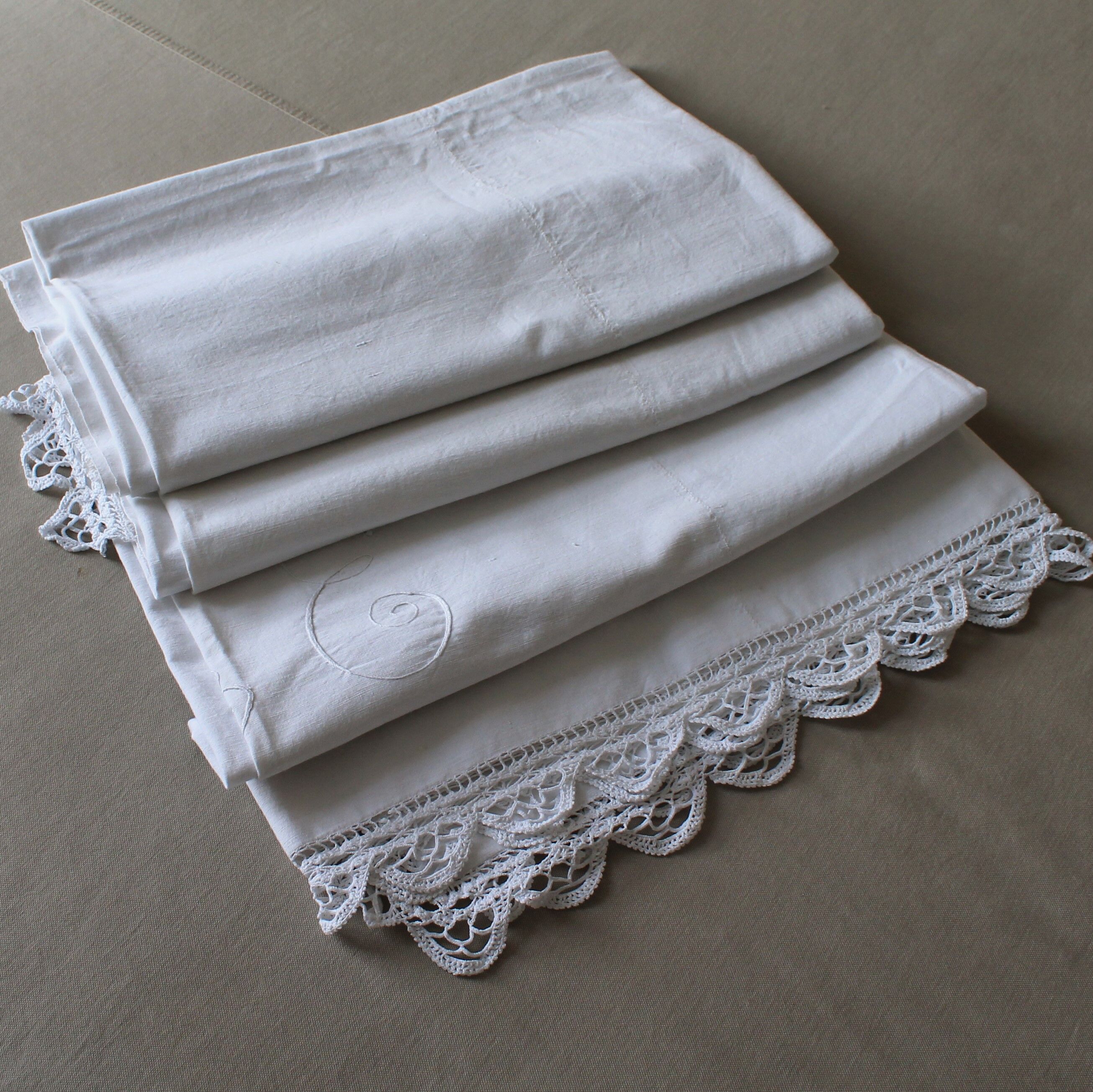 Old linen drapery embroidered, early 20th century