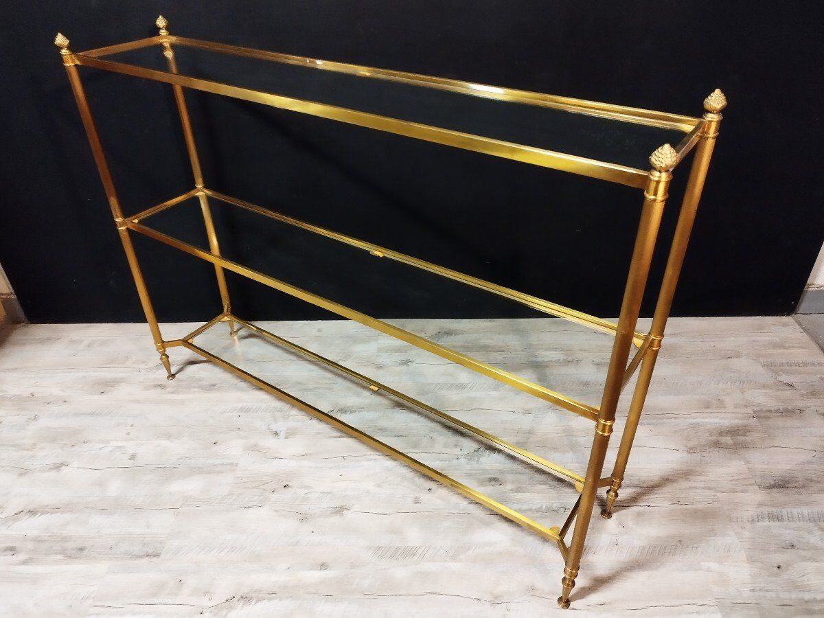 Shelf glass and golden brass