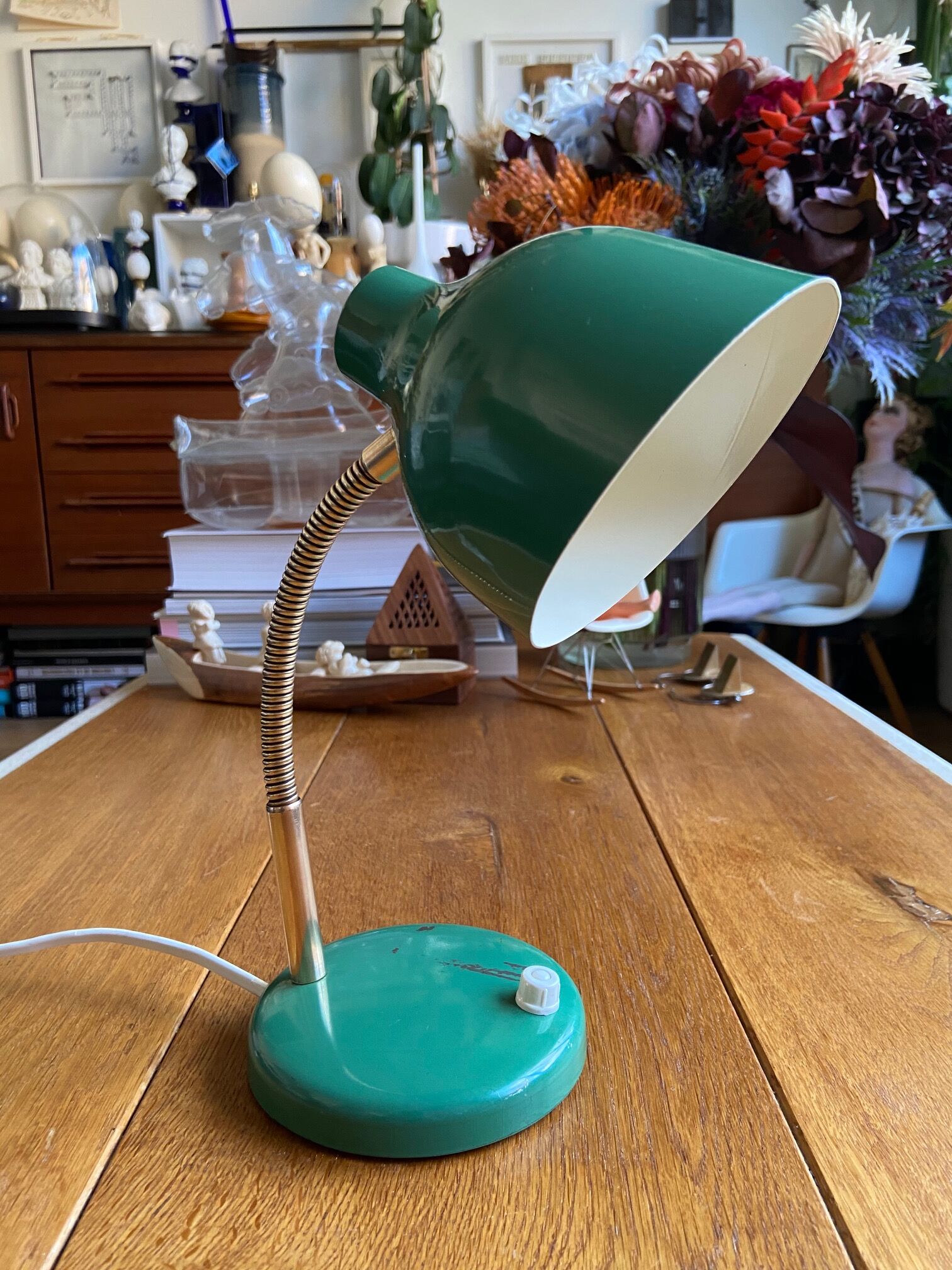 Green enamelled desk lamp