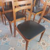 6 vintage leatherette chairs and wood