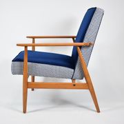 Original armchair "Fox", restored, designer H.Lis, 1970s, blue pied de poule