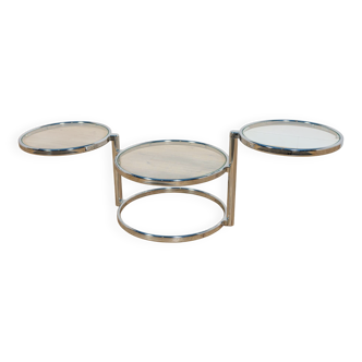 Table basse moderne en chrome et verre du milieu du siècle par Milo Baughman, États-Unis