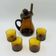 Vintage Sangria Service in Amber Glass and Wood