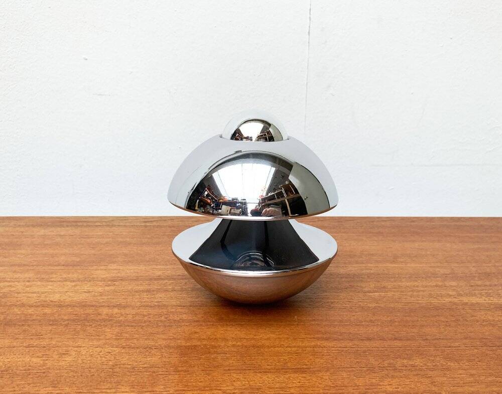 Chrome mushroom table or wall lamp in German mid-century space style by Klaus Hempel for Kaiser Leuchten, 1970s.