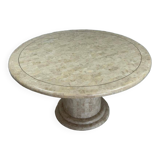 Midcentury Round tessellated stone and brass diningtable