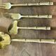Housewife Table cutlery for 6 people. bamboo brass 78 pieces