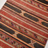 3x10 Red & Black Striped Kilim Runner Rug, 90x309Cm