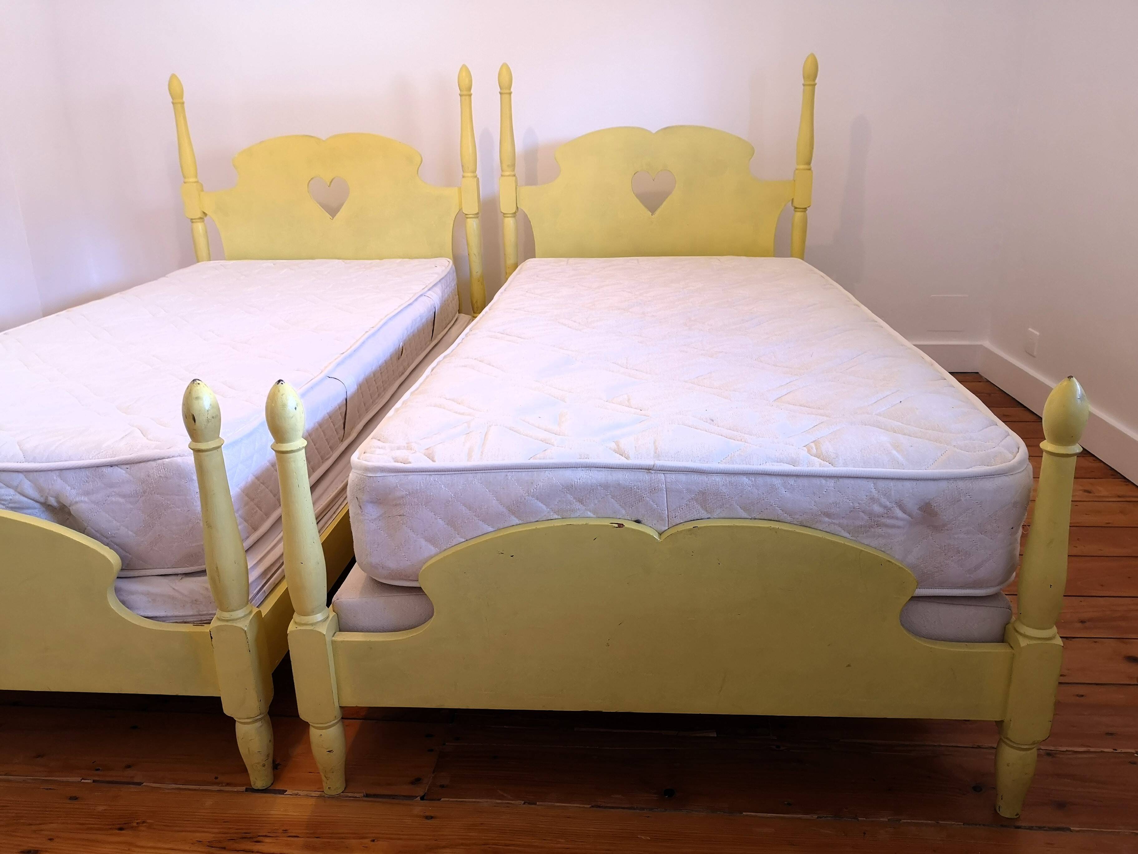 Pair of painted wooden twin beds