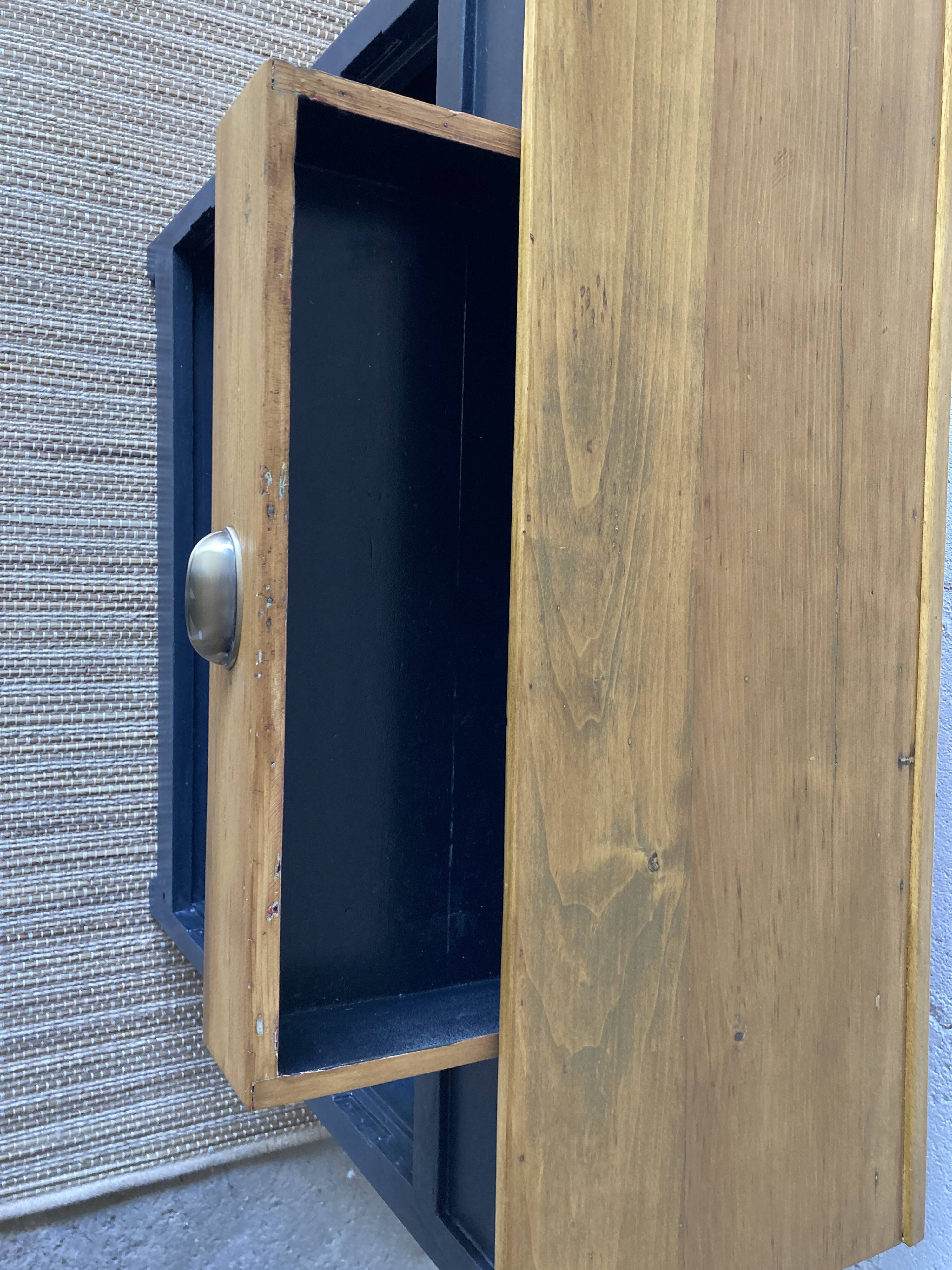 Bar cabinet with chevron installation