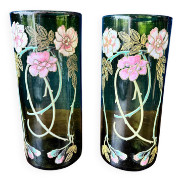 Pair of large Legras vases from the Art Nouveau period.