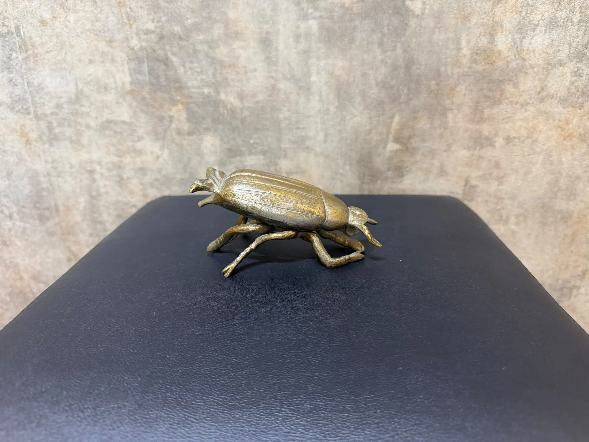 Brass Beetle Ashtray, Hinged Insect Figurine with Lift Up Wing Case